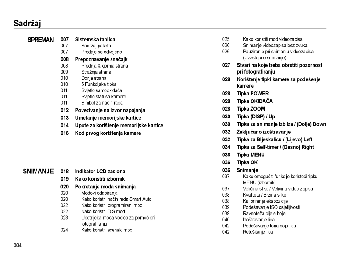 Samsung EC-ES28ZZBABE3, EC-ES28ZZBASE3 manual Sadržaj paketa Prodaje se odvojeno 