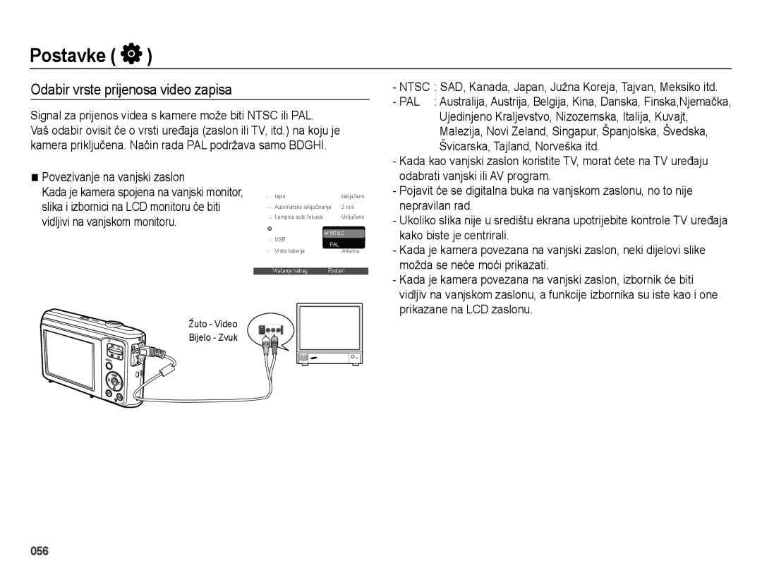 Samsung EC-ES28ZZBABE3, EC-ES28ZZBASE3 manual Odabir vrste prijenosa video zapisa 