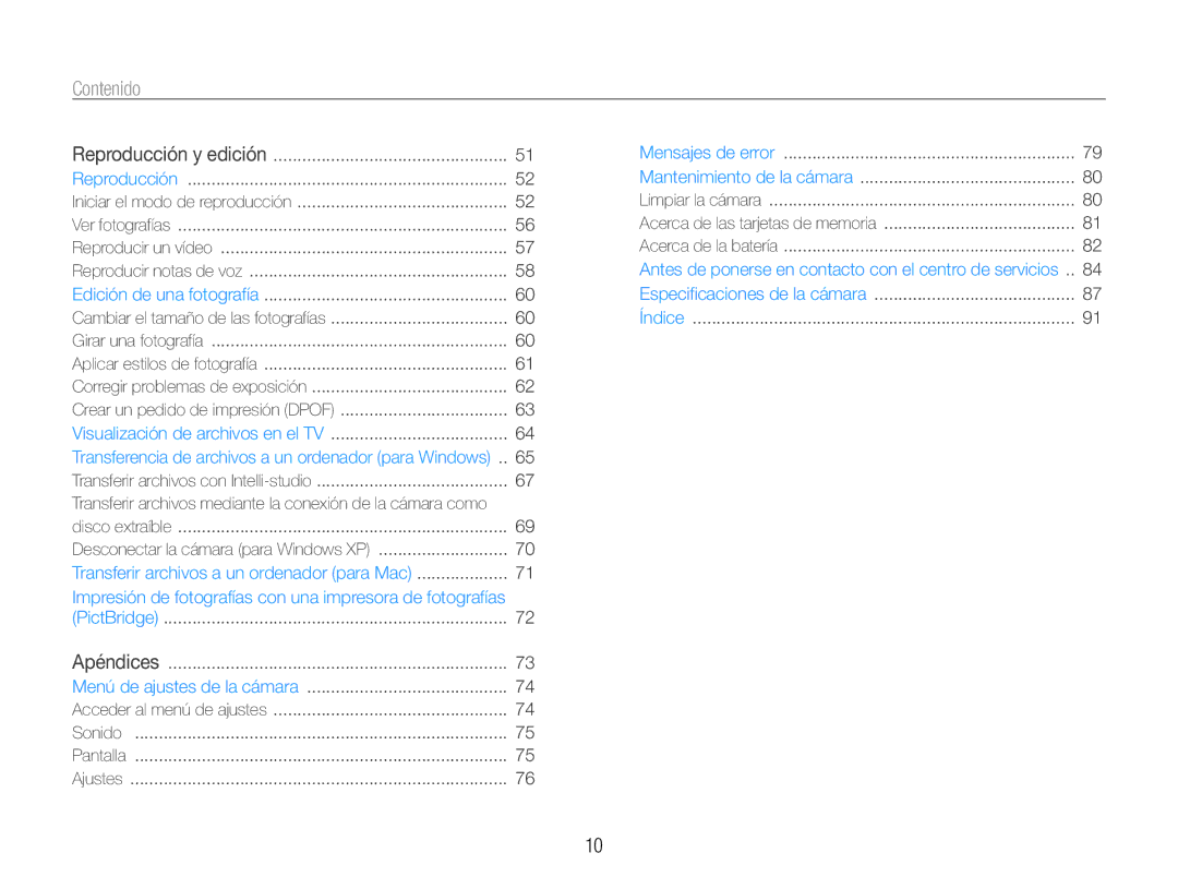 Samsung EC-ES30ZZBABE3, EC-ES30ZZBABE1, EC-ES30ZZBASE1, EC-ES30ZZBASE3 manual Contenido 