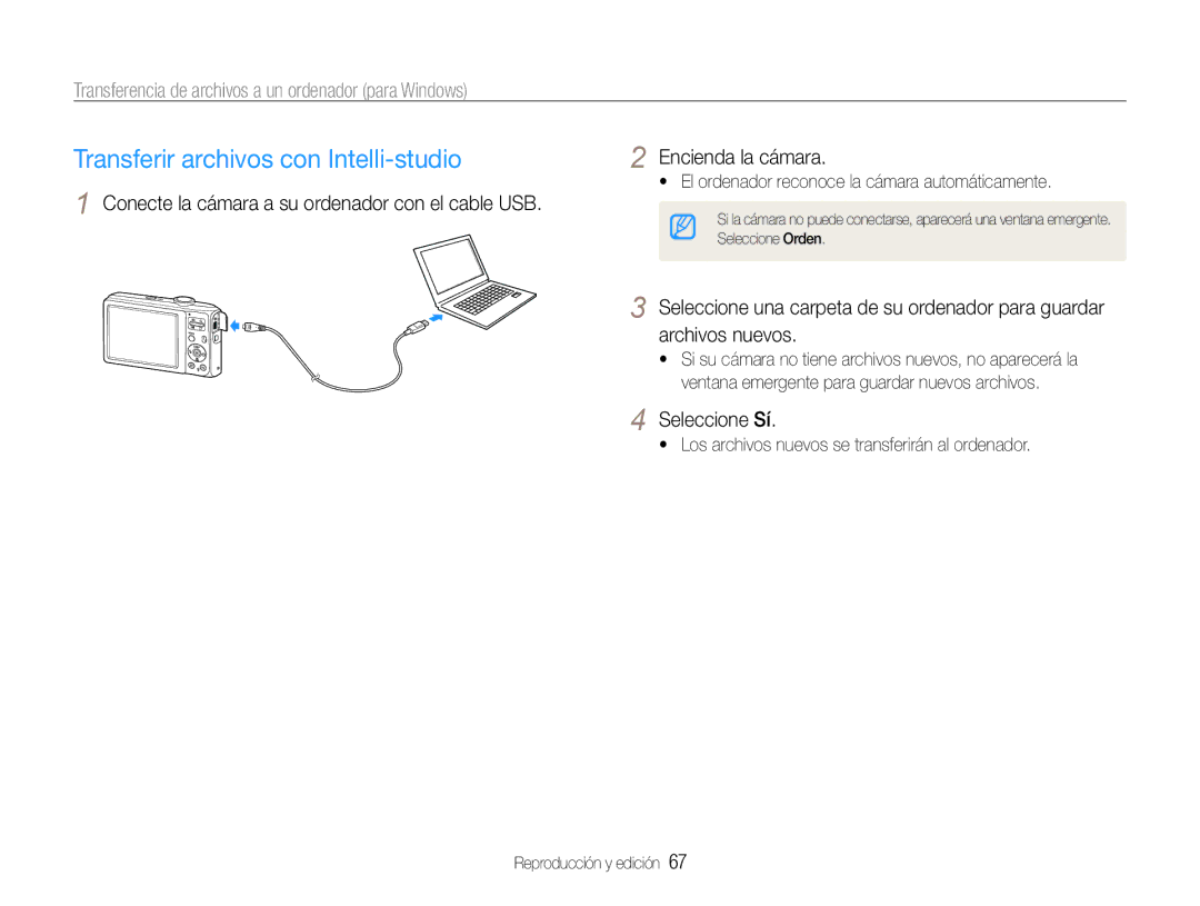 Samsung EC-ES30ZZBABE1, EC-ES30ZZBASE1, EC-ES30ZZBASE3, EC-ES30ZZBABE3 Transferir archivos con Intelli-studio, Seleccione Sí 