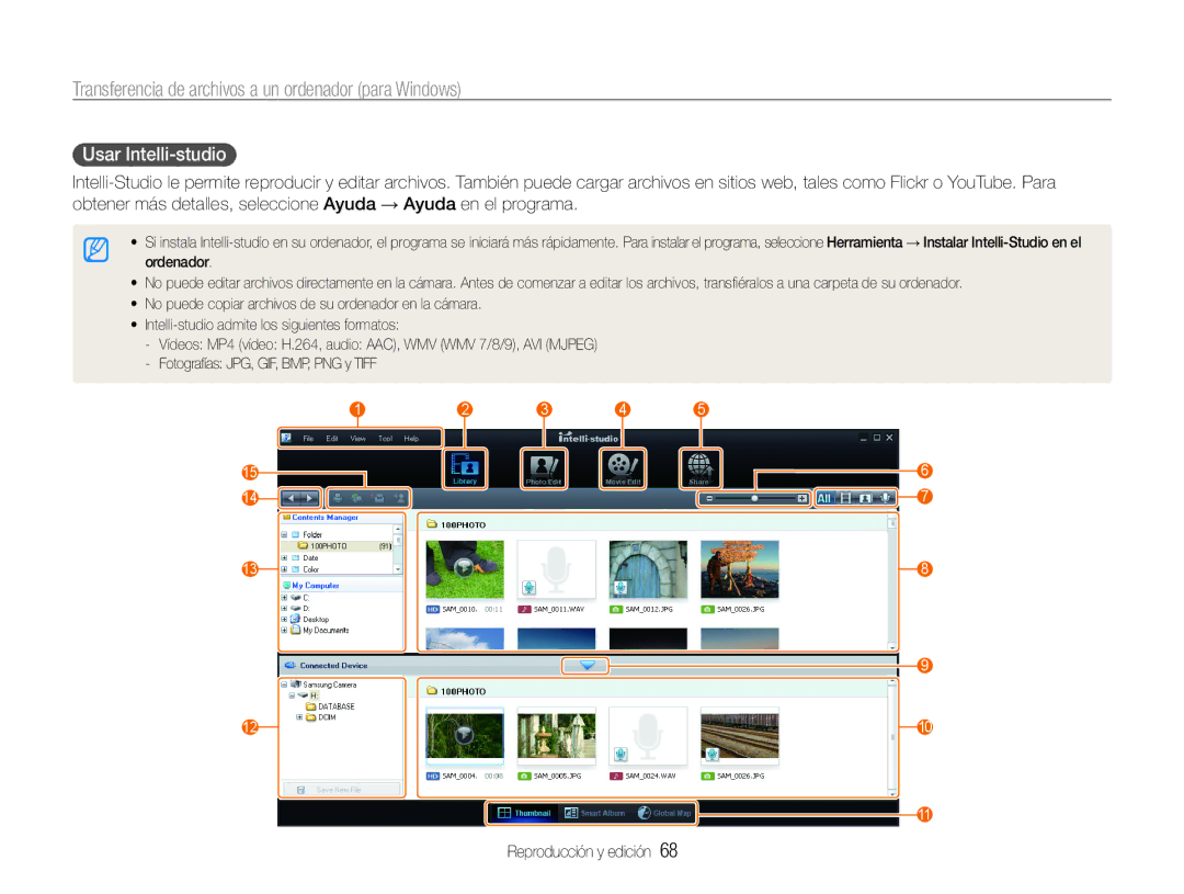 Samsung EC-ES30ZZBASE1, EC-ES30ZZBABE1, EC-ES30ZZBASE3, EC-ES30ZZBABE3 manual Usar Intelli-studio 