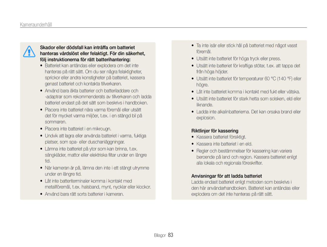 Samsung EC-ES30ZZBABE3 manual Använd bara äkta batterier och batteriladdare och, Anvisningar för att ladda batteriet 