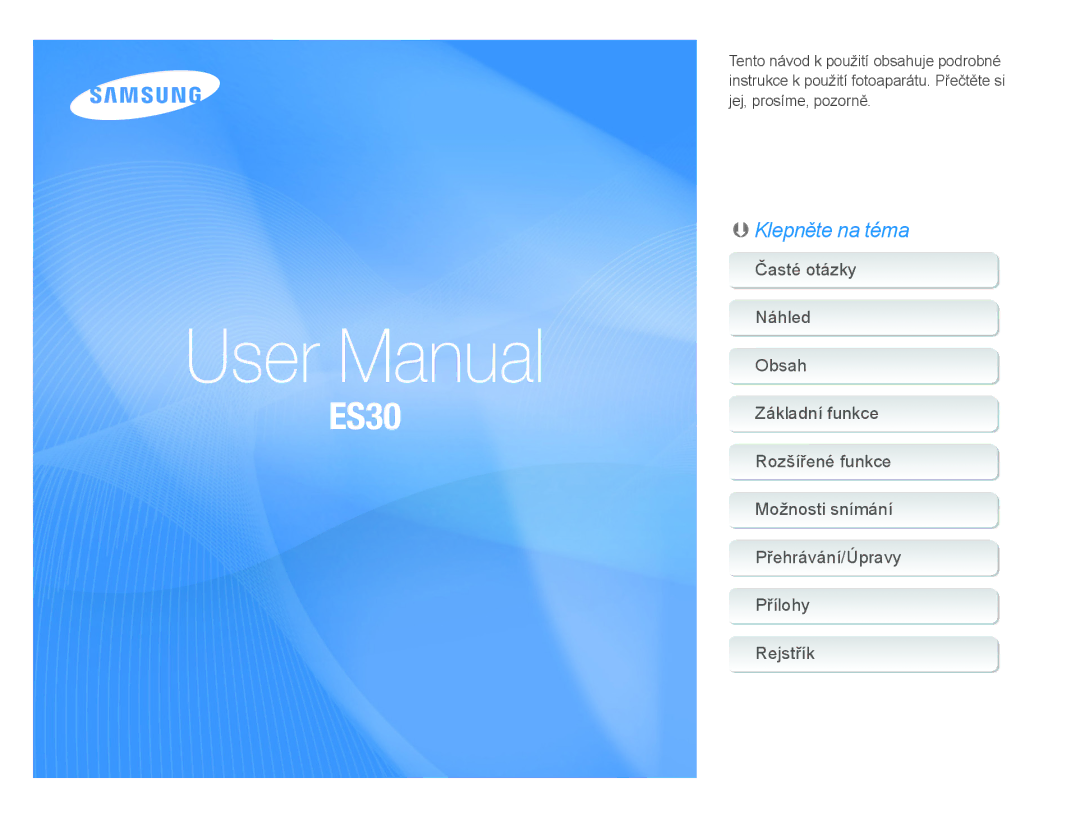 Samsung EC-ES30ZZBASZA, EC-ES30ZZBABE1, EC-ES30ZZBAPE1, EC-ES30ZZBABZA, EC-ES30ZZBASGB, EC-ES30ZZBASE1, EC-ES30ZZBASE3 manual 