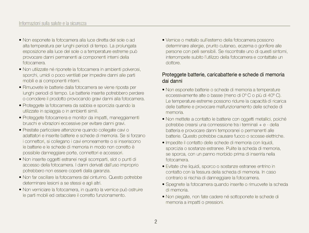 Samsung EC-ES30ZZBASE1, EC-ES30ZZBASGB manual Informazioni sulla salute e la sicurezza 