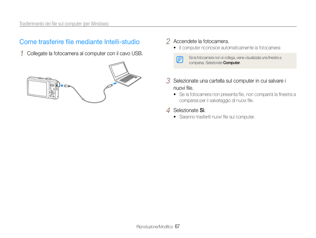 Samsung EC-ES30ZZBASGB Come trasferire file mediante Intelli-studio, Il computer riconosce automaticamente la fotocamera 