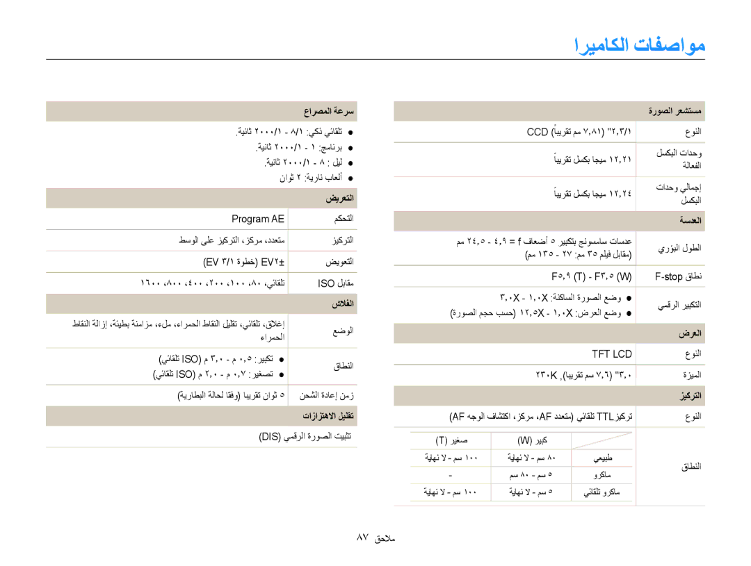 Samsung EC-ES30ZZBAPZA, EC-ES30ZZBASZA, EC-ES30ZZBABZA, EC-ES30ZZDAPIR, EC-ES30ZZBAPIL, EC-ES30ZZDASIR manual اريماكلا تافصاوم 