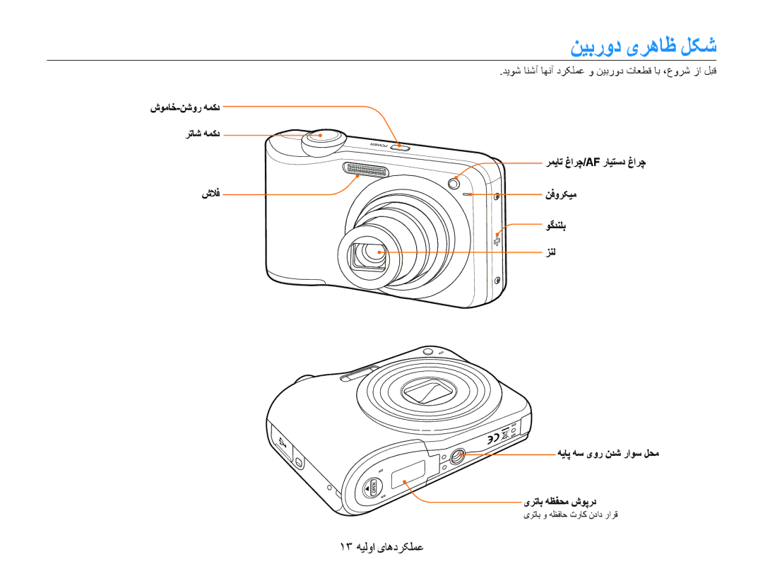 Samsung EC-ES30ZZBASZA, EC-ES30ZZBABZA manual نیبرود یرهاظ لکش, 13 عملکردهای اولیه, شلاف, رمیات غارچ/Af رایتسد غارچ نفورکیم 