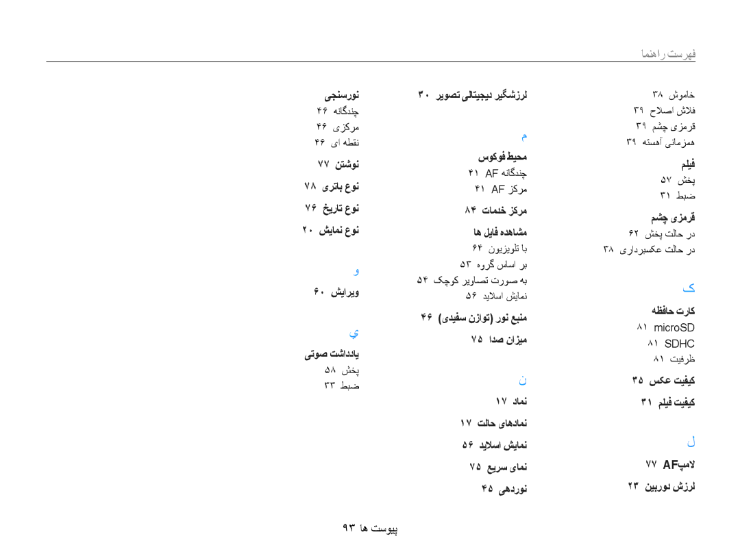 Samsung EC-ES30ZZDASME, EC-ES30ZZBASZA, EC-ES30ZZBABZA, EC-ES30ZZDAPIR, EC-ES30ZZBAPIL, EC-ES30ZZBAPZA manual 93 پیوست ها 