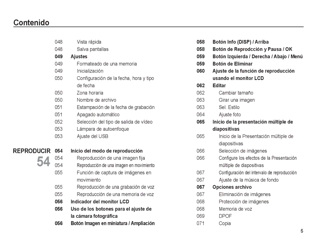 Samsung EC-ES55ZABP/E1 Vista rápida, Salva pantallas, Formateado de una memoria, Inicialización, De fecha, Diapositivas 