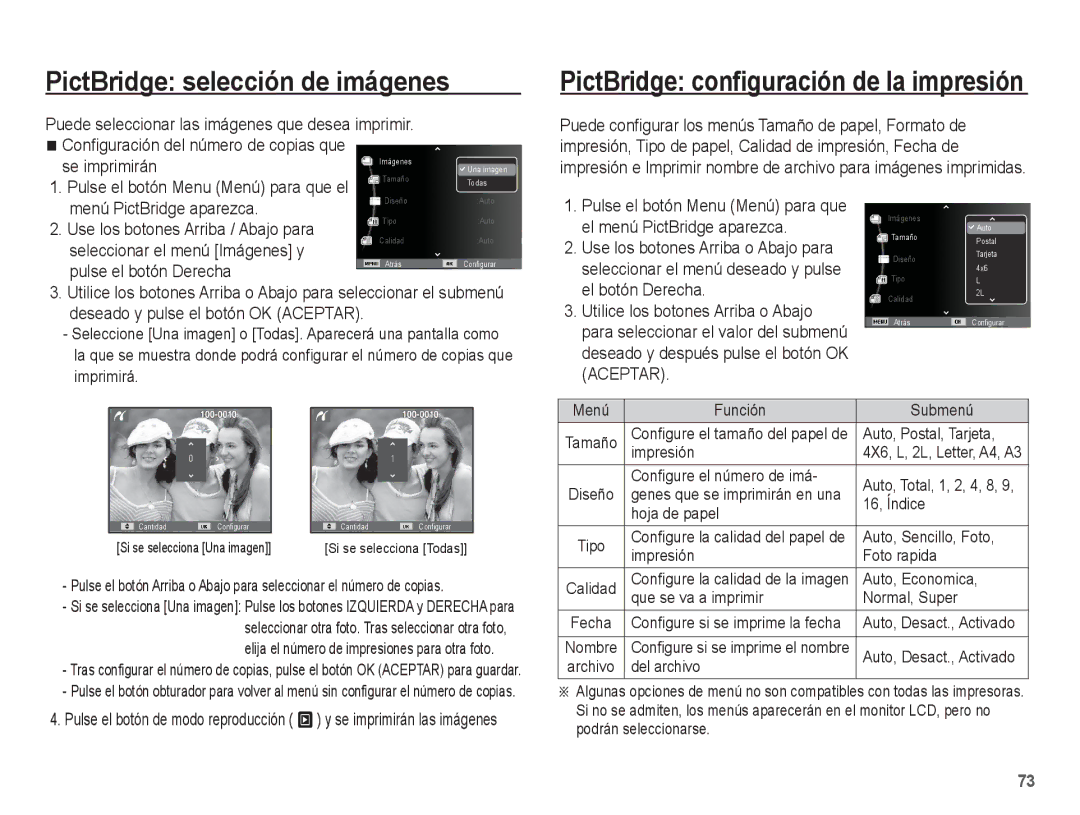 Samsung EC-ES55ZBBP/E1, EC-ES55ZABP/AU manual PictBridge selección de imágenes, Se imprimirán, Menú PictBridge aparezca 