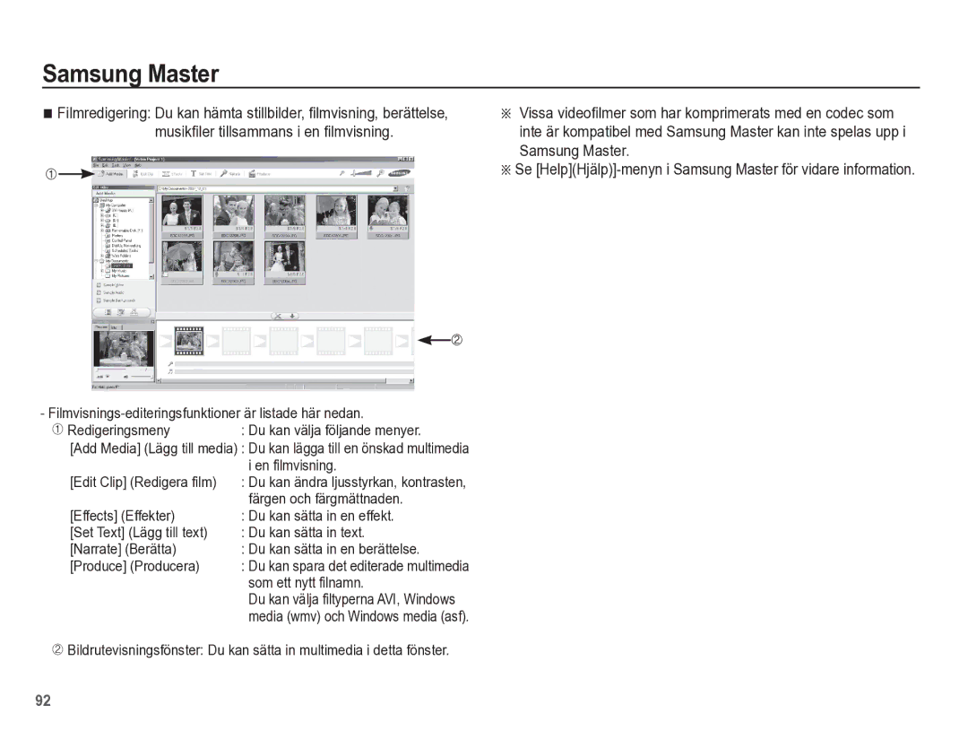 Samsung EC-ES55ZBBP/E2 manual En filmvisning, Edit Clip Redigera film, Färgen och färgmättnaden, Som ett nytt filnamn 