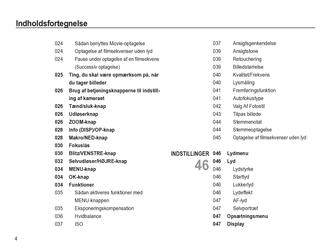 Samsung EC-ES55ZBBP/E2, EC-ES55ZABP/E2, EC-ES55ZSBP/E2, EC-ES55ZPBP/E2 manual Lydmenu 