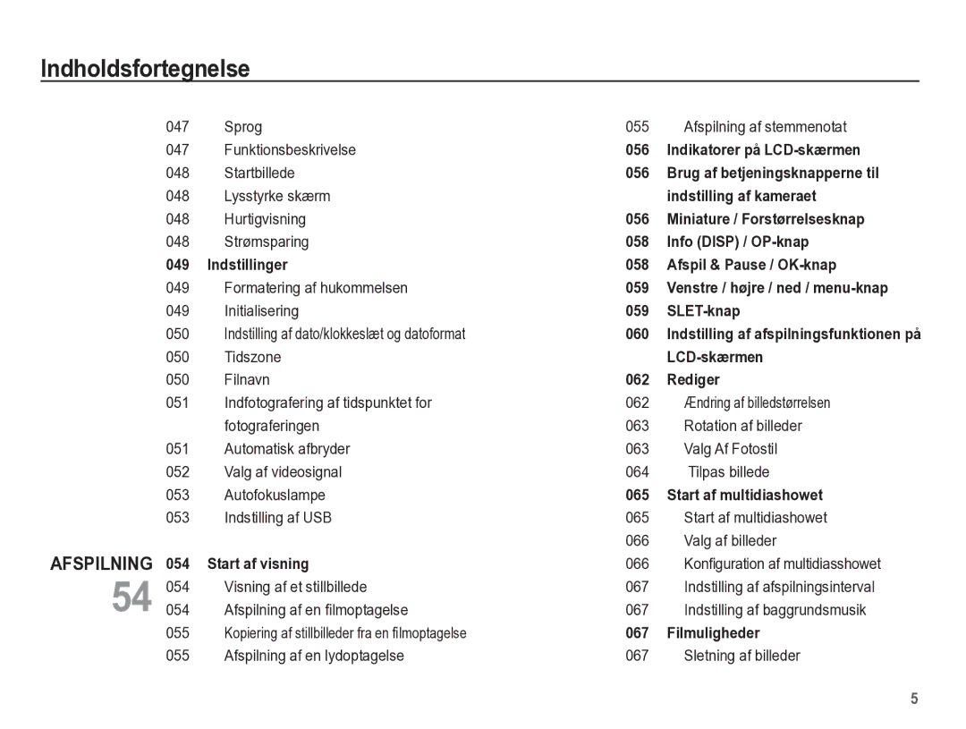 Samsung EC-ES55ZSBP/E2 manual Formatering af hukommelsen Initialisering 050, Tidszone Filnavn 051, Fotograferingen 