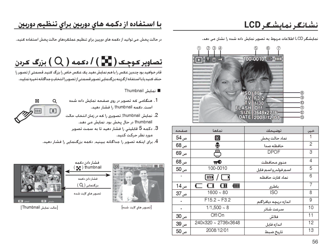 Samsung EC-ES55ZSDP/ME manual LCD ǍǦƪɭƾƵſ ǍǦſƾƪſ, ȴȢǍɨ ɆȤǎŮ í ǝƵɨȢ / º ɧǩǞɨ Ǎɭȶƾƫů, ǊǥƀȢ Ȥƾƪź ȚȤ thumbnail ǝƵɨȢ ȆǁŴȚ 