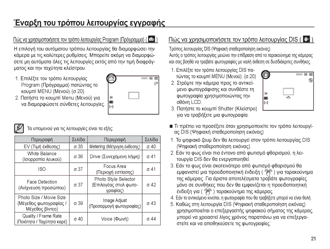 Samsung EC-ES55ZPBP/E3 ĲȦĲȠȖȡĮĳȓĮ ȤȡȘıȚȝȠʌȠȚȫȞĲĮȢ ĲȘȞ ȠșȩȞȘ LCD, White Balance Drive ȈȣȞİȤȩȝİȞȘ ȜȒȥȘ ǾıȠȡȡȠʌȓĮ ȜİȣțȠȪ 