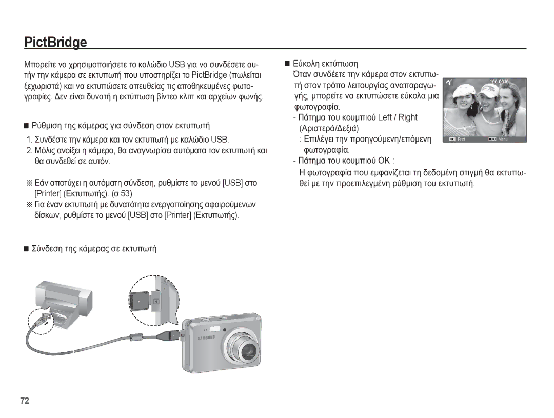 Samsung EC-ES55ZSBP/E3, EC-ES55ZBBP/E3, EC-ES55ZABP/E3, EC-ES55ZPBP/E3, EC-ES55ZABA/E3 manual PictBridge 