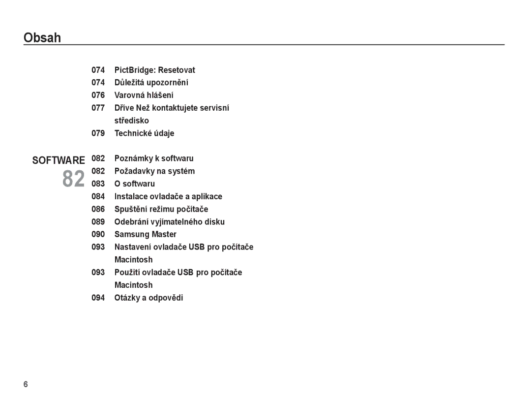 Samsung EC-ES55ZPBP/E3, EC-ES55ZBBP/E3, EC-ES55ZABP/E3, EC-ES55ZSBP/E3, EC-ES55ZABP/E2 manual Software 