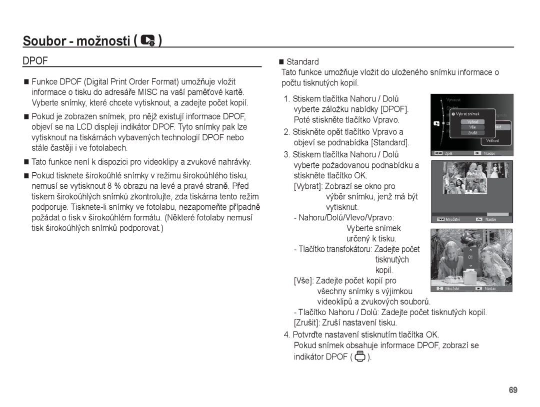 Samsung EC-ES55ZBBP/E3, EC-ES55ZABP/E3 Stiskem tlaþítka Nahoru / DolĤ, StisknČte tlaþítko OK Vybrat Zobrazí se okno pro 