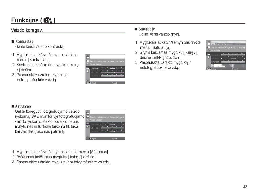 Samsung EC-ES55ZSBP/RU, EC-ES55ZBBP/RU, EC-ES55ZABP/RU manual Vaizdo koregav 