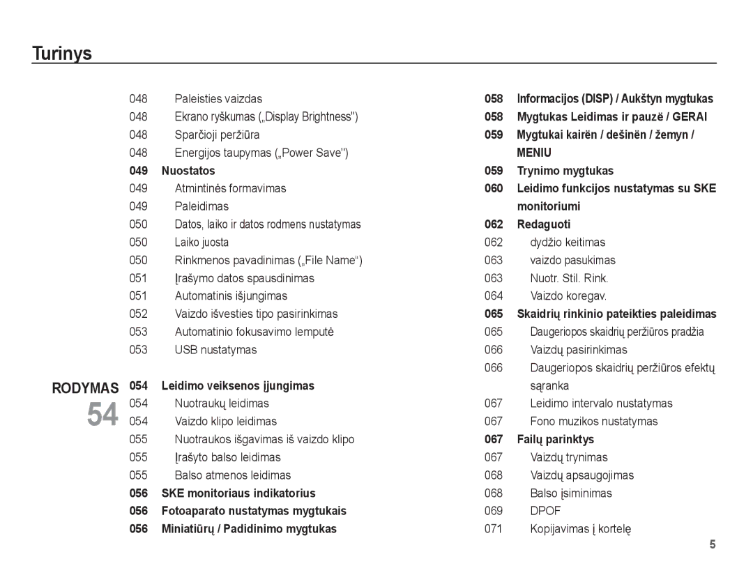 Samsung EC-ES55ZBBP/RU, EC-ES55ZABP/RU, EC-ES55ZSBP/RU manual Rodymas 