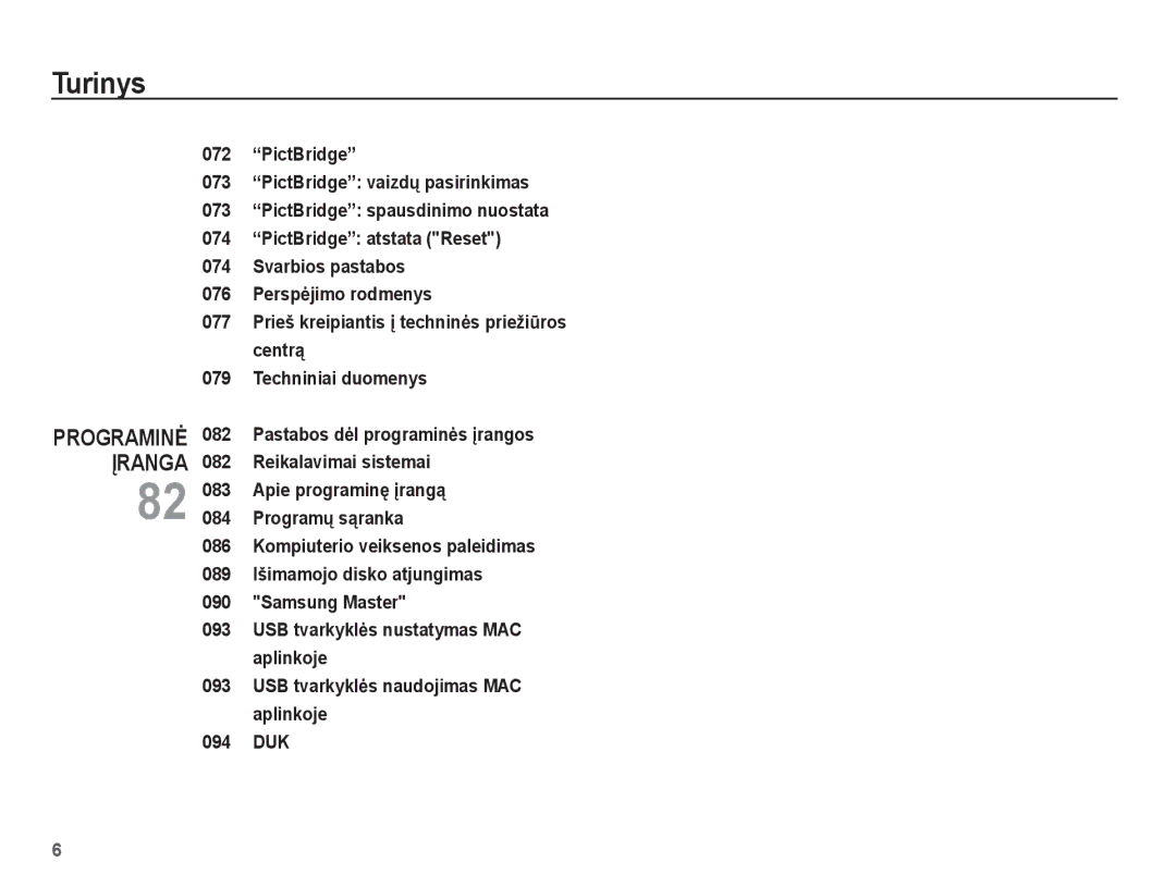 Samsung EC-ES55ZABP/RU, EC-ES55ZBBP/RU, EC-ES55ZSBP/RU manual Turinys 