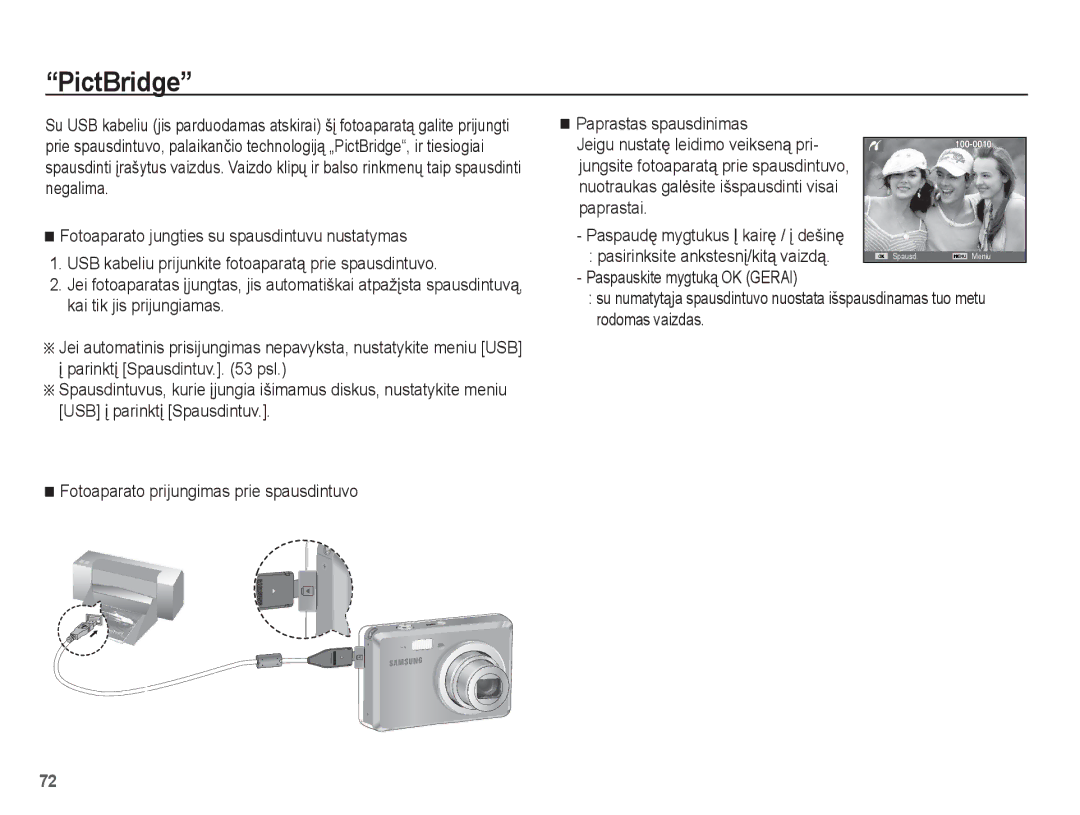 Samsung EC-ES55ZABP/RU, EC-ES55ZBBP/RU, EC-ES55ZSBP/RU manual PictBridge 