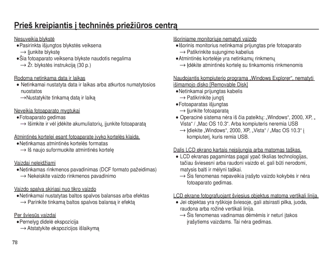 Samsung EC-ES55ZABP/RU, EC-ES55ZBBP/RU, EC-ES55ZSBP/RU manual Iš naujo suformuokite atmintinơs kortelĊ Vaizdai neleidžiami 