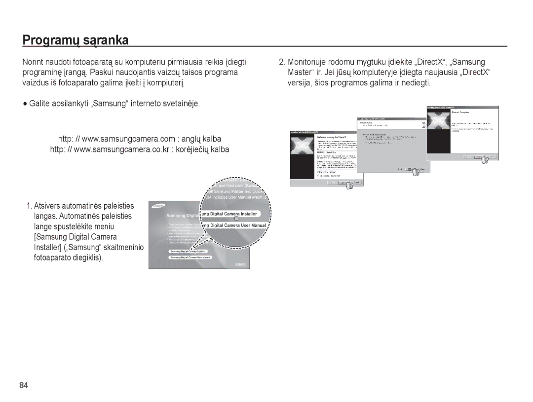 Samsung EC-ES55ZABP/RU, EC-ES55ZBBP/RU, EC-ES55ZSBP/RU Programǐ sąranka, Galite apsilankyti „Samsung interneto svetainơje 