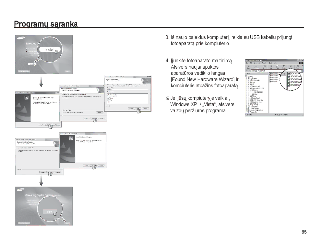 Samsung EC-ES55ZSBP/RU, EC-ES55ZBBP/RU, EC-ES55ZABP/RU manual Programǐ sąranka 