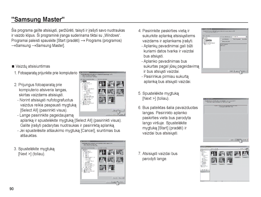 Samsung EC-ES55ZABP/RU, EC-ES55ZBBP/RU, EC-ES55ZSBP/RU manual Samsung Master, Lange pasirinkite pageidaujamą 