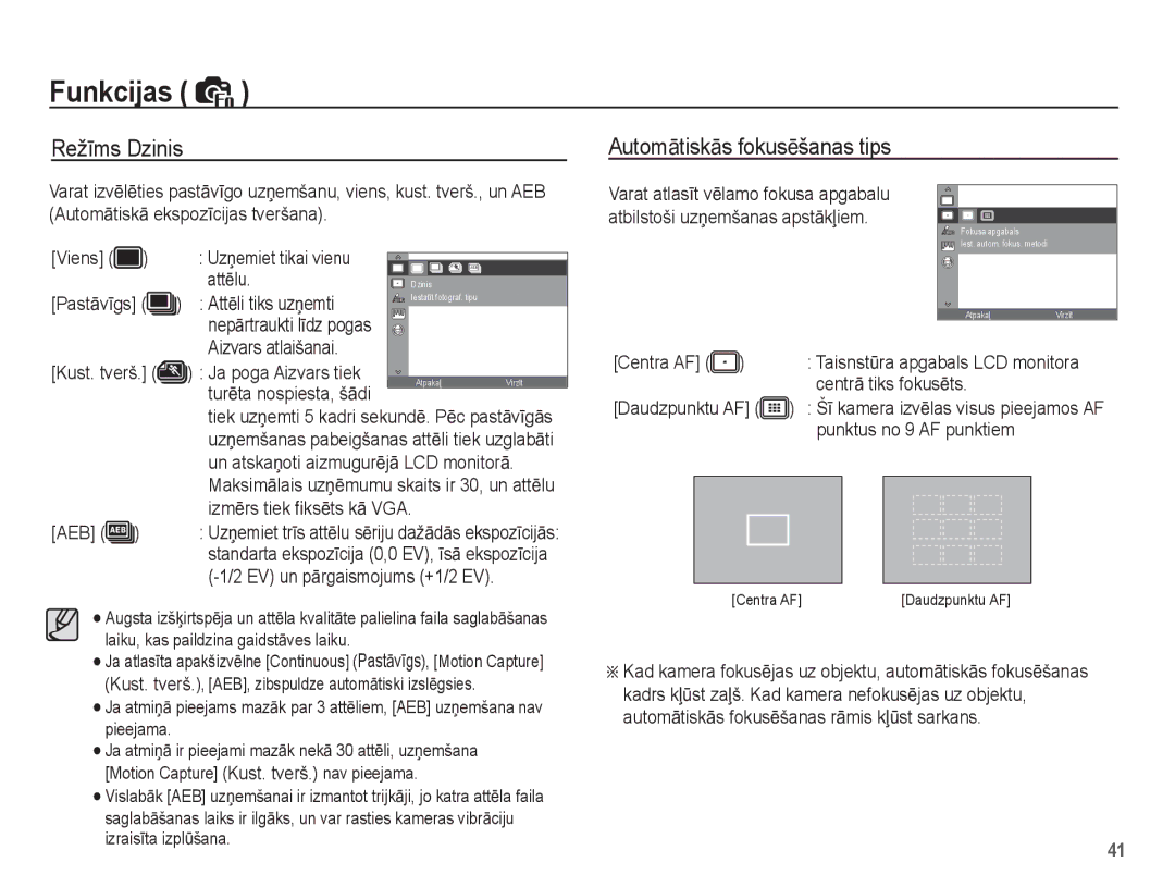 Samsung EC-ES55ZBBP/RU, EC-ES55ZABP/RU, EC-ES55ZSBP/RU manual RežƯms Dzinis 