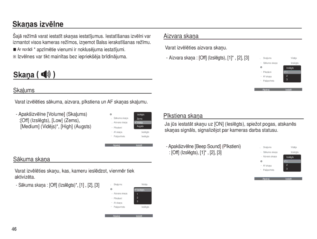 Samsung EC-ES55ZSBP/RU, EC-ES55ZBBP/RU, EC-ES55ZABP/RU manual SkaƼas izvƝlne, SkaƼa  