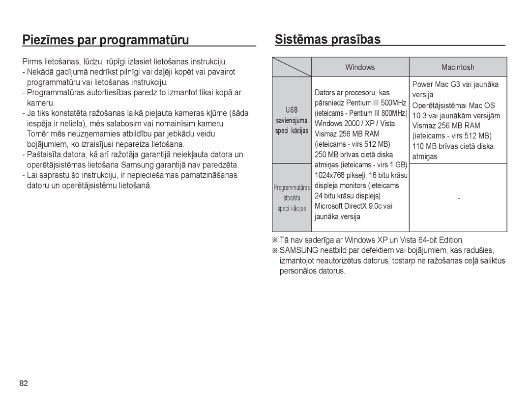 Samsung EC-ES55ZSBP/RU, EC-ES55ZBBP/RU, EC-ES55ZABP/RU manual PiezƯmes par programmatǌru, SistƝmas prasƯbas 