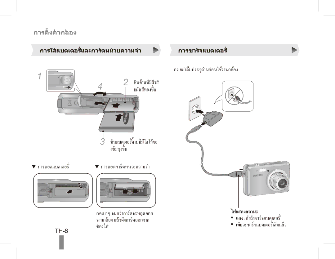 Samsung EC-ES55ZBBP/SA, EC-ES55ZPBP/FR, EC-ES55ZSBP/FR, EC-ES55ZABP/FR, EC-ES55ZBBP/FR, EC-ES55ZSBP/IT มผัสสีทองขึ้ น, TH-6 