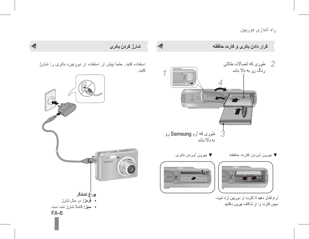 Samsung EC-ES55ZPBP/VN, EC-ES55ZPBP/FR, EC-ES55ZSBP/FR manual FA-6, یرتاب ندرک ژراش هظفاح تراک و یرتاب نداد رارق, رگناشن غارچ 