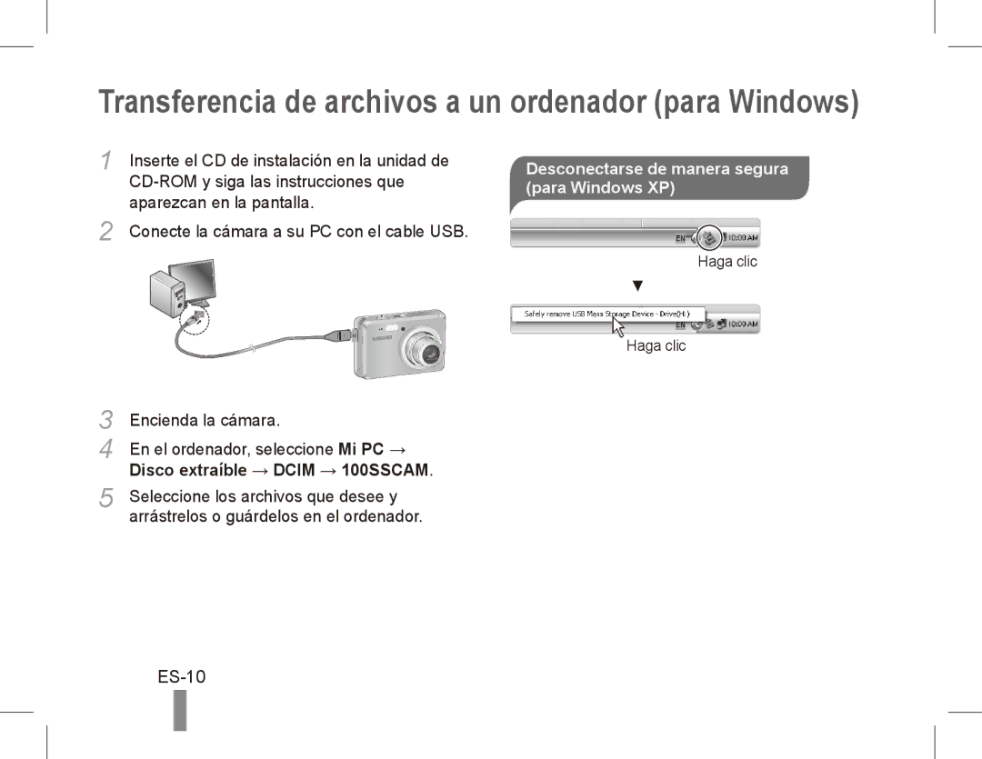 Samsung EC-ES55ZBBP/SA, EC-ES55ZPBP/FR, EC-ES55ZSBP/FR, EC-ES55ZABP/FR, EC-ES55ZBBP/FR, EC-ES55ZSBP/IT ES-10, Para Windows XP 