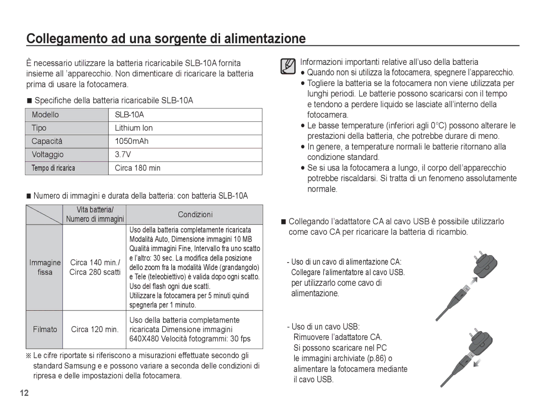 Samsung EC-ES55ZABA/IT, EC-ES55ZSBP/IT, EC-ES55ZBBP/IT, EC-ES55ZABP/IT manual Collegamento ad una sorgente di alimentazione 