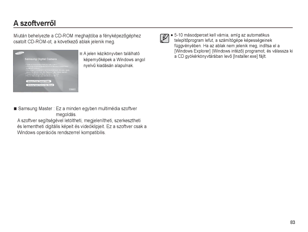 Samsung EC-ES55ZPBP/E3, EC-ES55ZSBP/IT, EC-ES55ZBBP/IT, EC-ES55ZPBP/IT, EC-ES55ZABP/E1, EC-ES55ZBBP/E3 manual SzoftverrĘl 