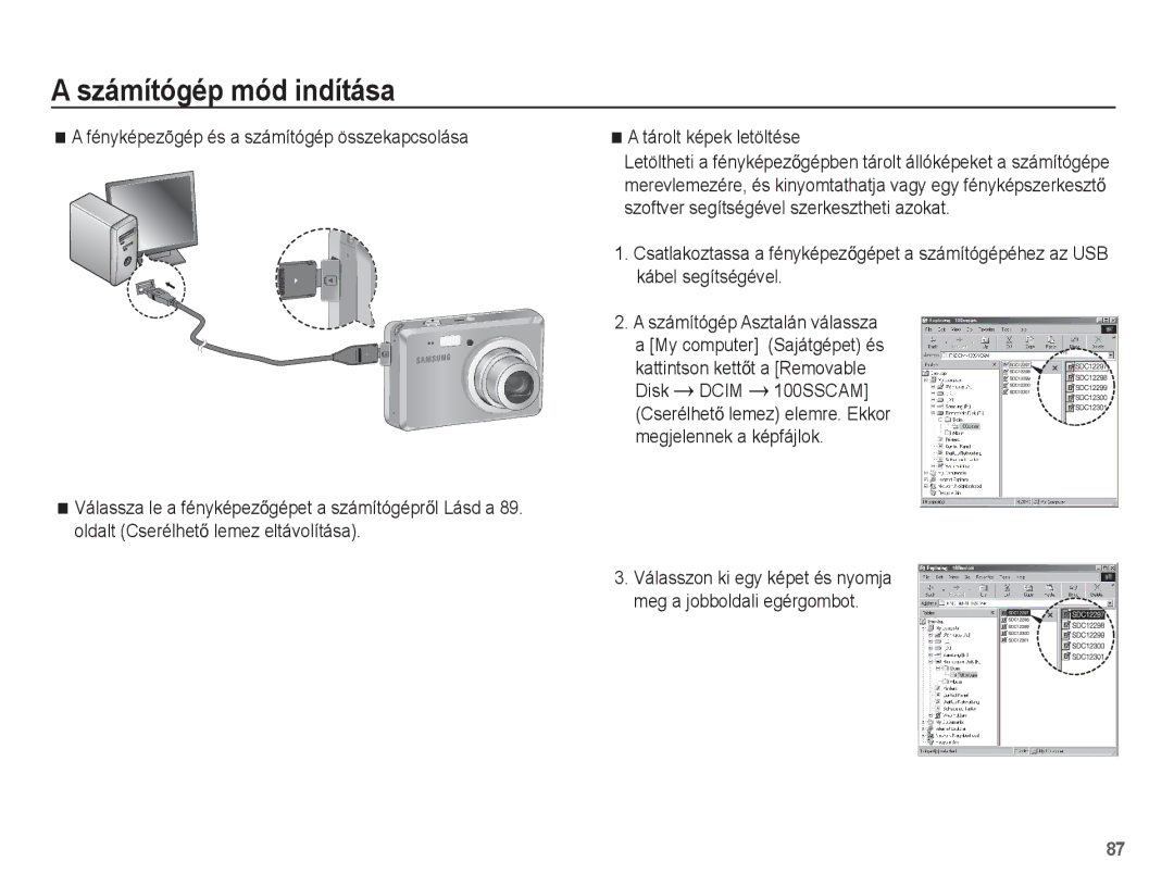 Samsung EC-ES55ZSBP/E2, EC-ES55ZSBP/IT, EC-ES55ZBBP/IT manual Válasszon ki egy képet és nyomja meg a jobboldali egérgombot 