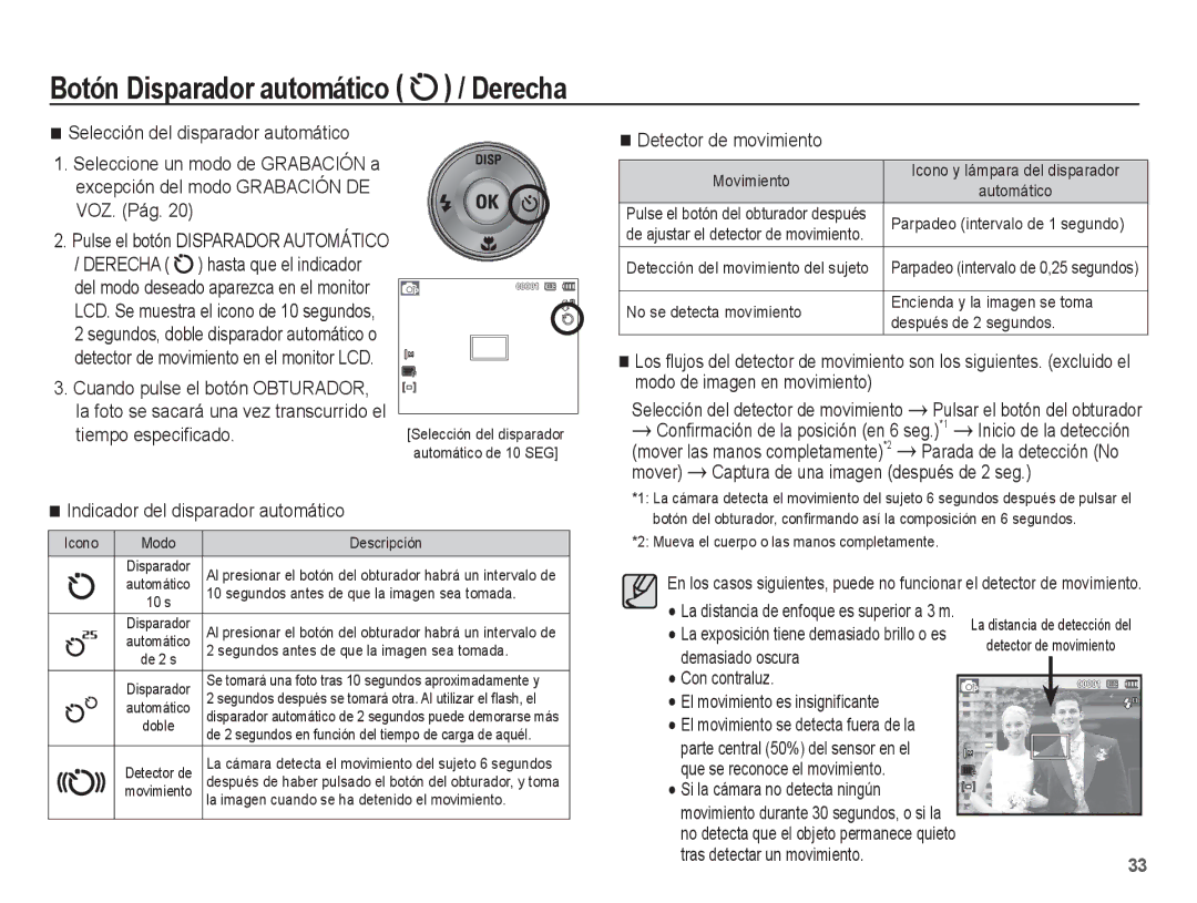 Samsung EC-ES60ZZBPRE1, EC-ES60ZZBPPE1, EC-ES60ZZBPBE1, EC-ES60ZZBPAE1, EC-ES60ZZBPAPA Botón Disparador automático / Derecha 