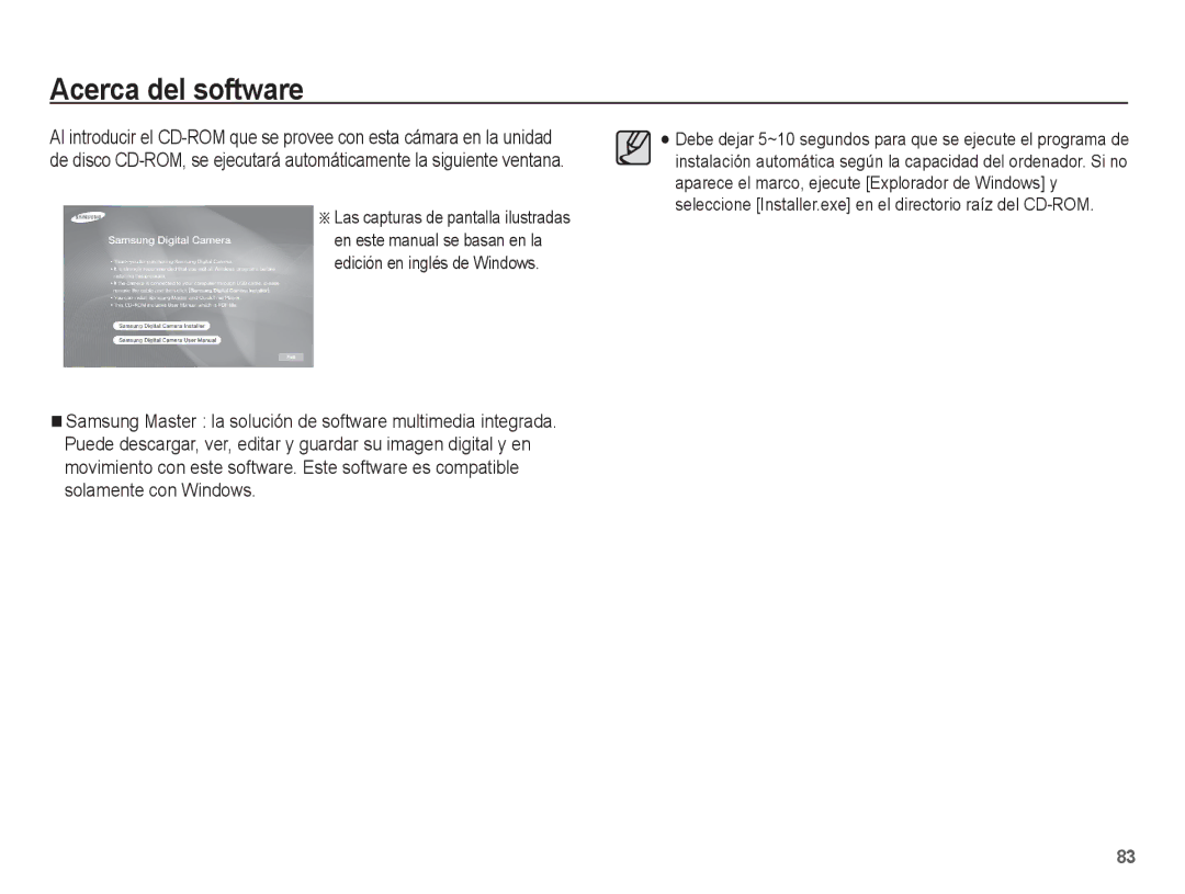 Samsung EC-ES60ZZBPRE1, EC-ES60ZZBPPE1, EC-ES60ZZBPBE1, EC-ES60ZZBPAE1, EC-ES60ZZBPAPA manual Acerca del software 