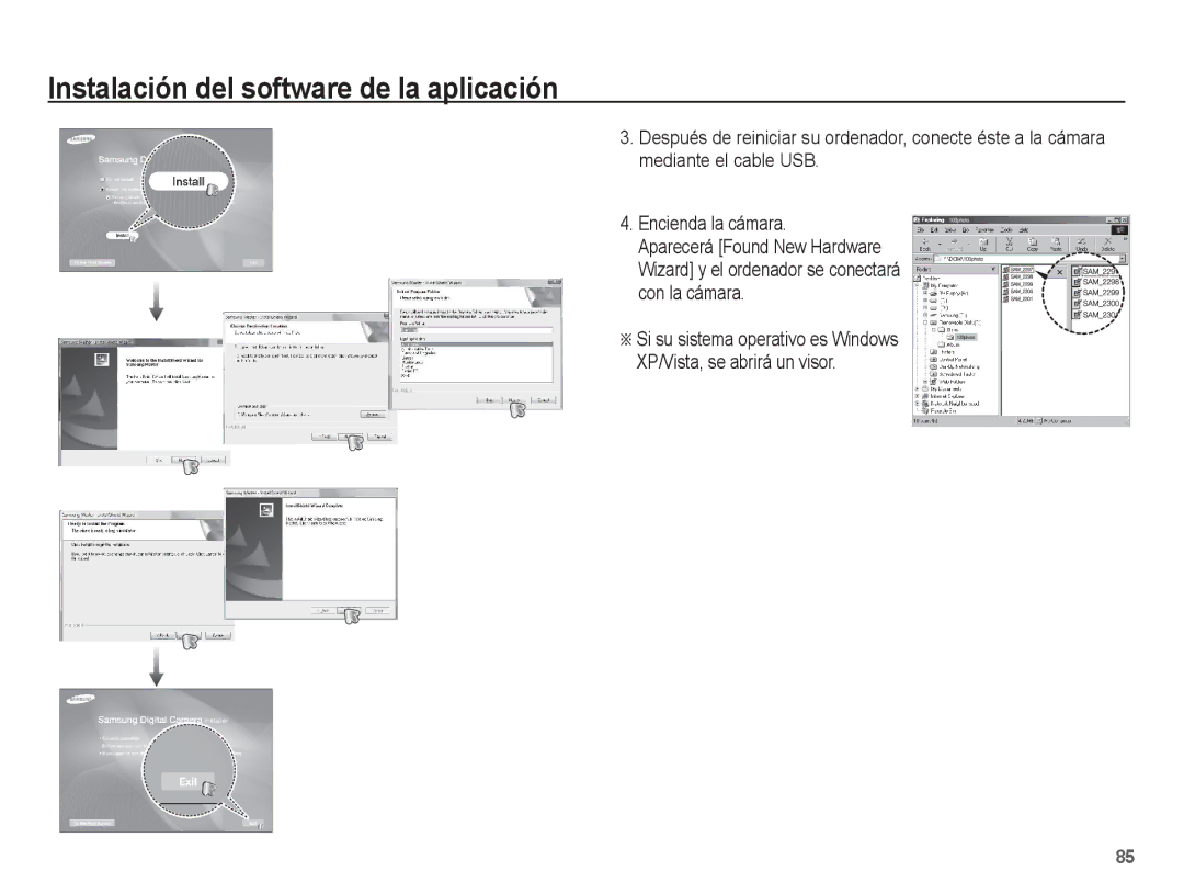 Samsung EC-ES60ZZBPBE1, EC-ES60ZZBPPE1, EC-ES60ZZBPAE1, EC-ES60ZZBPAPA manual Instalación del software de la aplicación 