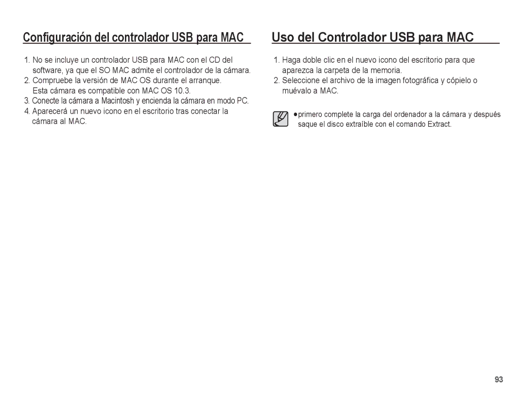 Samsung EC-ES60ZZBPRE1, EC-ES60ZZBPPE1, EC-ES60ZZBPBE1, EC-ES60ZZBPAE1, EC-ES60ZZBPAPA manual Uso del Controlador USB para MAC 