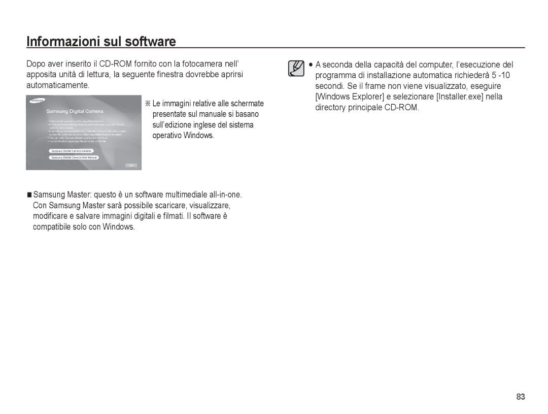 Samsung EC-ES60ZZBPPE1, EC-ES60ZZBPBE1, EC-ES60ZZBPRIT, EC-ES60ZZBPBIT, EC-ES60ZZBPPIT manual Informazioni sul software 