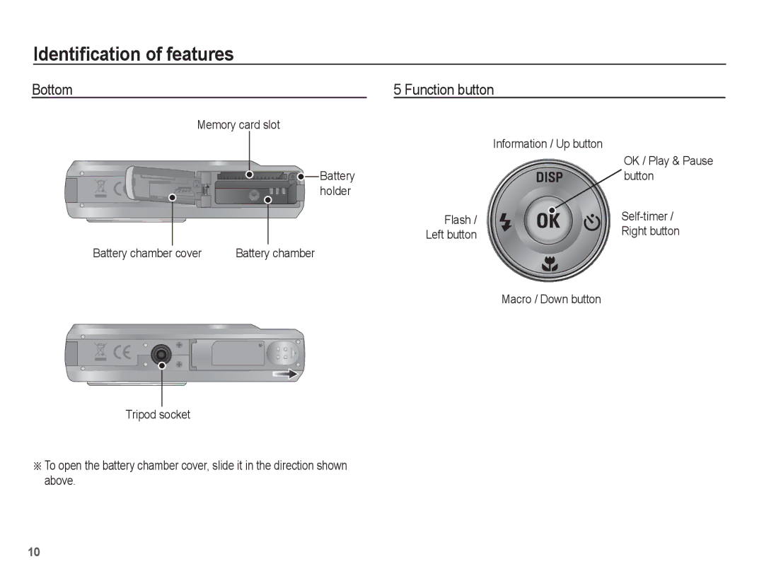 Samsung EC-ES60ZZDPBME, EC-ES63ZZBPAE1, EC-ES60ZZBPPE1, EC-ES60ZZBPBE1, EC-ES60ZZBPAE1, EC-ES60ZZBPRIT Bottom Function button 