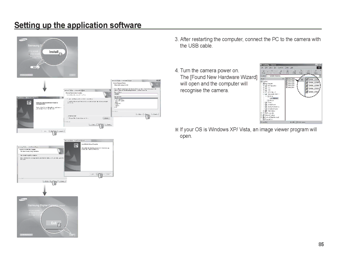 Samsung EC-ES60ZZBPPVN, EC-ES63ZZBPAE1, EC-ES60ZZBPPE1, EC-ES60ZZBPBE1, EC-ES60ZZBPAE1 Setting up the application software 