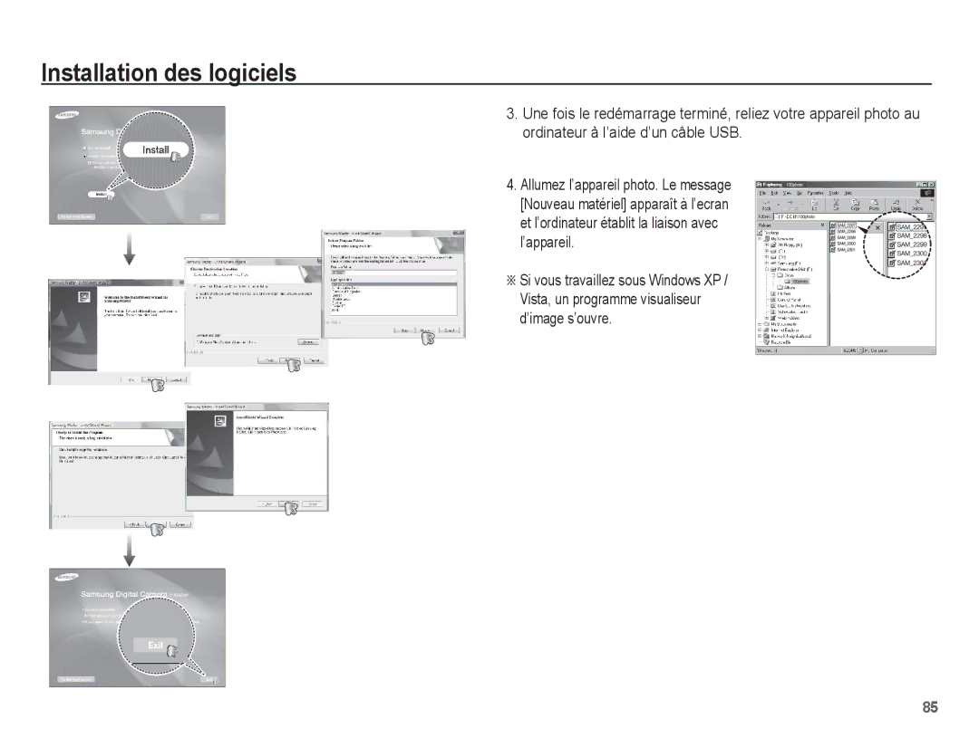 Samsung EC-ES60ZZBPBE1, EC-ES63ZZBPAE1, EC-ES60ZZBPPE1, EC-ES60ZZBPAE1 manual Installation des logiciels 