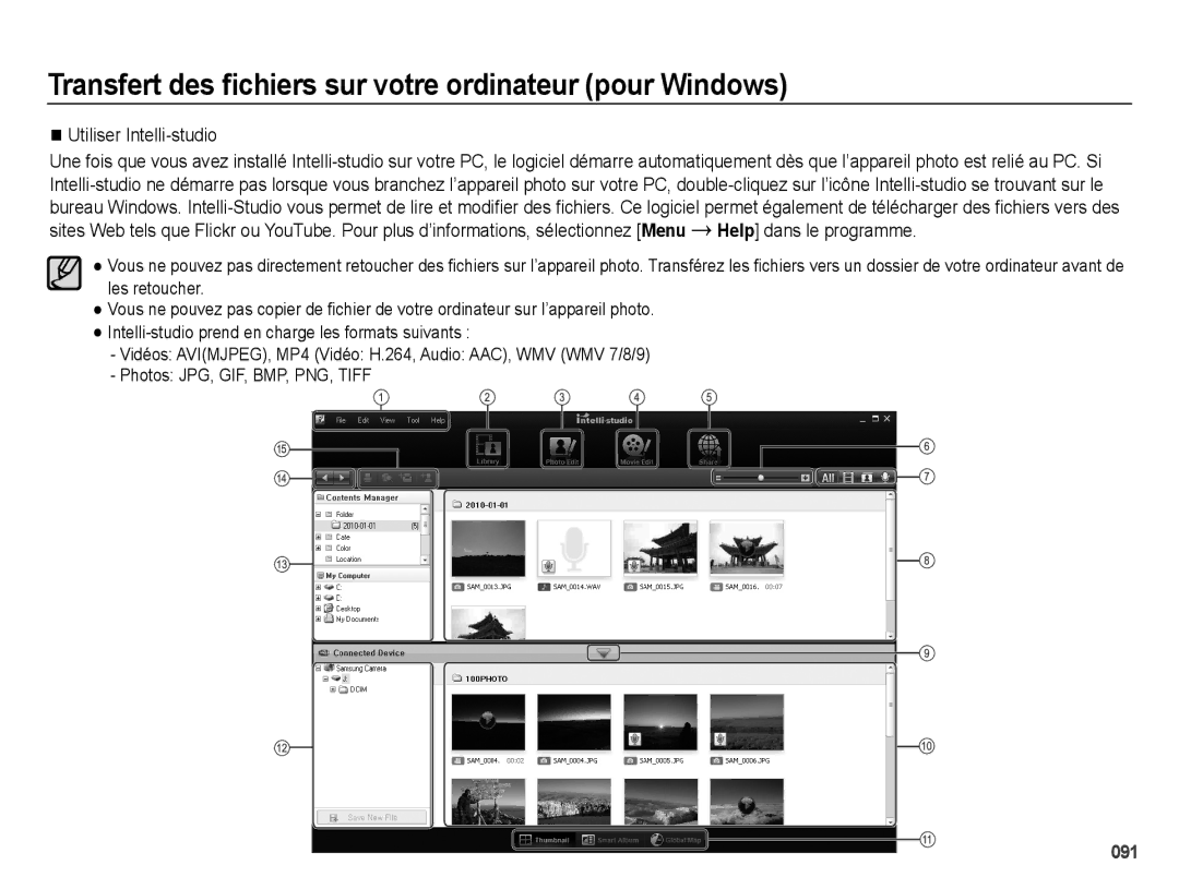 Samsung EC-ES65ZZBPBGB, EC-ES67ZZBPBE1, EC-ES67ZZBPWE1, EC-ES65ZZBPBE1 manual Utiliser Intelli-studio 