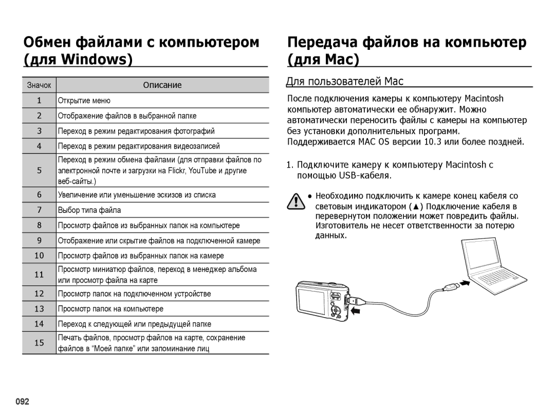 Samsung EC-ES65ZZBPSRU, EC-ES65ZZBPSE2, EC-ES65ZZBPBE2 manual Передача файлов на компьютер для Mac, Для пользователей Mac 