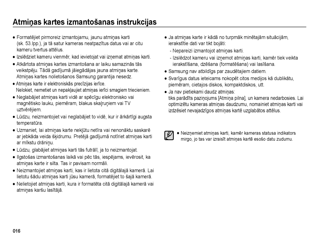 Samsung EC-ES65ZZBPSRU manual Atmiņas kartes izmantošanas instrukcijas, Atmiņas karte ir elektroniskās precīzijas ierīce 